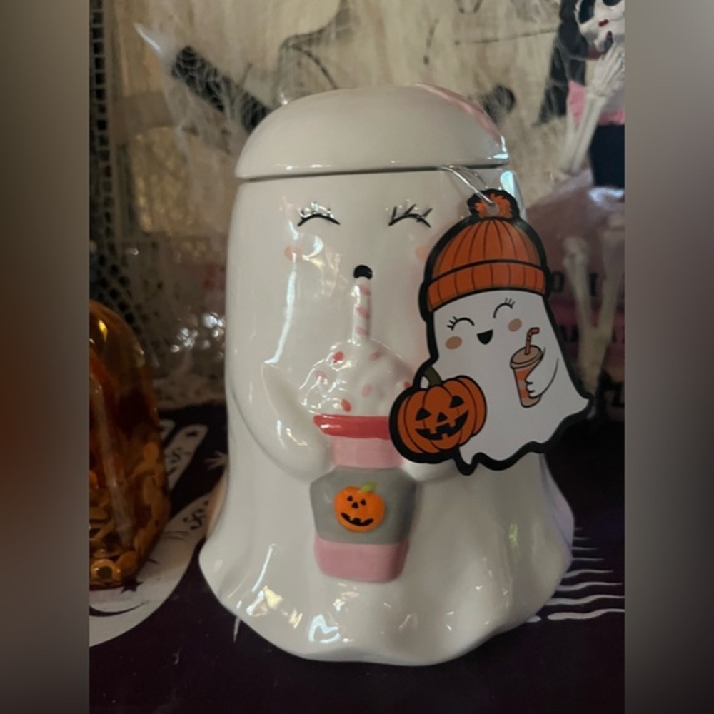 NWT👻Pumpkin Spice Latte Ceramic Ghost Container